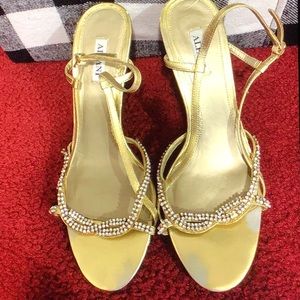 Gold Heels With Rhinestones